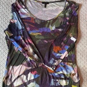 Escada Multicolor Abstract Print Scoop Neck Top